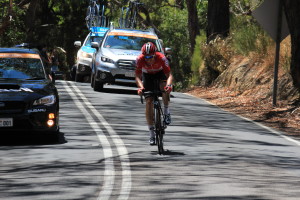 The lone breakaway on the hills during Stage 2