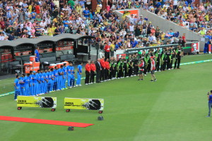 Aus and India before play starts