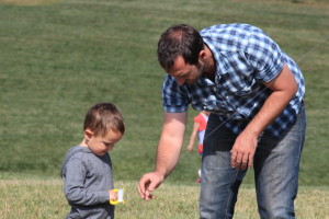 Dad and Declan getting ready to fly a kite