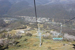 Looking down onto Thredbo from the chairlift 