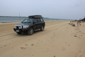 We have landed on Fraser Island in very wet weather
